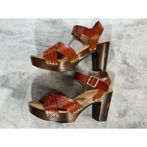 C comfort women's shoes size 9M brown open toe heel Sandals 45062672 - Picture 2 of 15